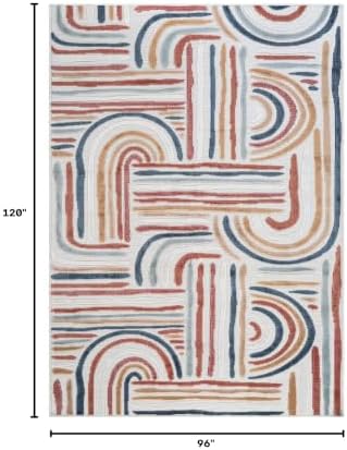 CAMILSON Indoor Outdoor Rug, Multicolor 8x10 Geometric Arch Striped Area Rugs for Patio and Home Areas, Easy-Cleaning Non-Shedding Living Room, Garden and Deck Washable Outside Carpet (8 x 10) - Image 2