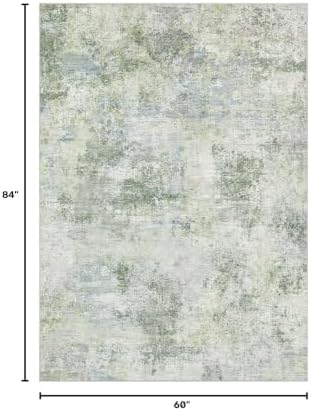 Tortania Area Rug Living Room Rugs - 5x7 Washable Large Soft Neutral Boho Moroccan Bohemian Farmhouse Rug Indoor Floor Carpet for Bedroom Under Dining Table Home Office Decor - Sage Green - Image 2