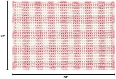 TYUU Waffle Bath Mat, Cute Bathroom Rugs Non Slip, 30x20 Pink & White - Image 2
