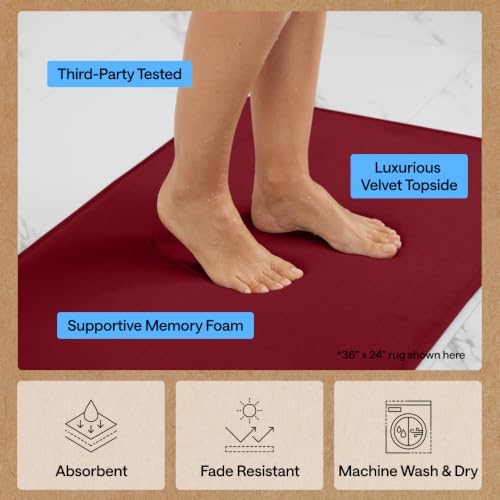 GORILLA GRIP® Memory Foam Bath Rug for Bathroom, 30x20 Burgundy - Image 5
