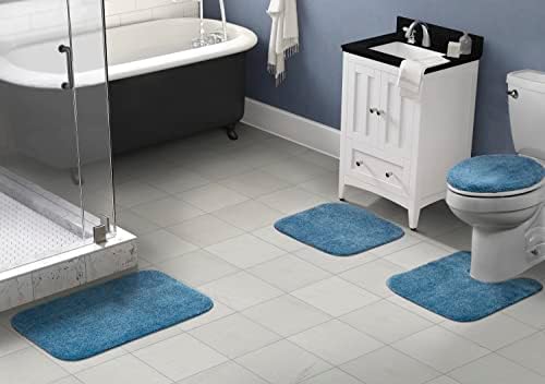 Garland Rug Traditional Nylon Washable Basin Blue 4 Piece Set - Lid, Contour, 2 Bath Rugs - Soft, Absorbent, and Stylish for Your Bathroom - Image 2