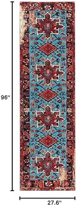 SAFAVIEH Vintage Hamadan Runner Rug 2'3"x8', Red & Light Blue VTH211Q - Image 2