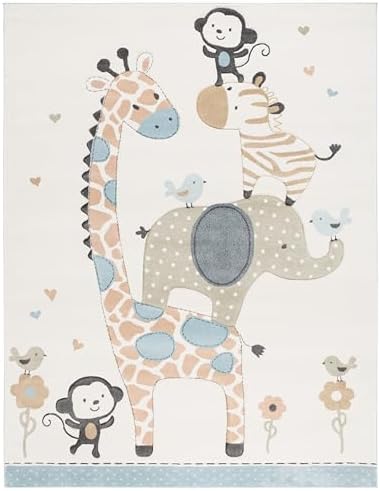 SAFAVIEH Carousel Kids Area Rug 9'x12', Modern Ivory CRK120A - Image 2