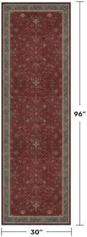 Dark Red 2'6''x8' Wide Hallway Runner Rug - Washable Kitchen Sink Rug, Non Slip 8ft Long Runner Rug for Entryway, Burgundy Turkish Floral Print Home Décor - Image 2