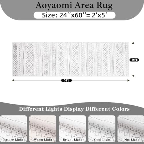Runner Rug 2x5 Boho Geometric Area Rugs: Small Washable Kitchen Rug, Soft Non Slip Moroccan Long Hallway Rugs for Bedroom Bathroom Laundry Entryway Staircase Foyer(Dark Grey,2X5) - Image 2