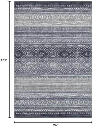 Tortania Area Rug Living Room Rugs- 8x11 Washable Large Soft Neutral Boho Moroccan Bohemian Farmhouse Rug Indoor Floor Carpet for Bedroom Under Dining Table Home Office Decor - Blue Gray - Image 2