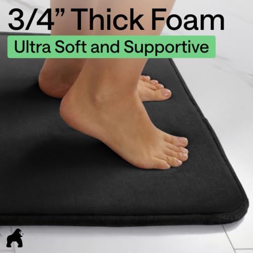 GORILLA GRIP® Memory Foam Bath Rug for Bathroom, 60x24 Black - Image 4