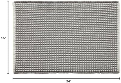 TYUU Waffle Bath Mat, Small Boho Bathroom Rugs Non Slip 24x16 Grey & White - Image 2