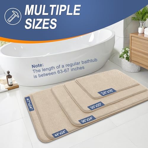 OLANLY Memory Foam Bathroom Runner Rugs 47x24, Absorbent Long Mat, Beige - Image 5