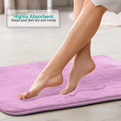 Clara Clark 2 Piece Bathroom Rugs, Velvet Memory Foam Bath Mat Set, Non-Slip Bath Rugs, Machine Wash, Dries Quickly, Ultra Soft Plush Bath Mats for Bathroom, 17 x 24 + Contour, Lavender Dream - Image 7