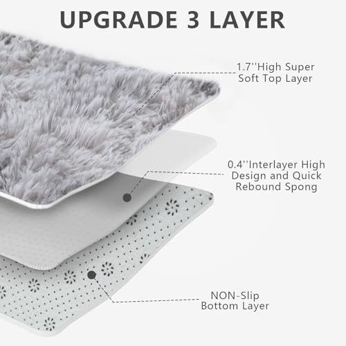 Shag Area Rugs for Bedroom Living Room,5X8 Ultra Soft Fluffy Area Rugs for Dorm,Indoor Carpet Plush Rugs for Home Decor,Tie-Dye Grey - Image 5
