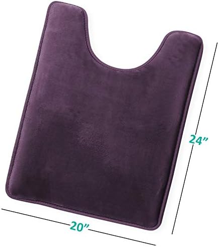 Clara Clark Bathroom Rugs, Velvet Memory Foam Bath Mat, Non-Slip, Machine Washable Bath Rugs - Dries Quickly, Ultra Soft Plush Bath Mats for Bathroom, 20 x 24, Dark Purple - Image 3