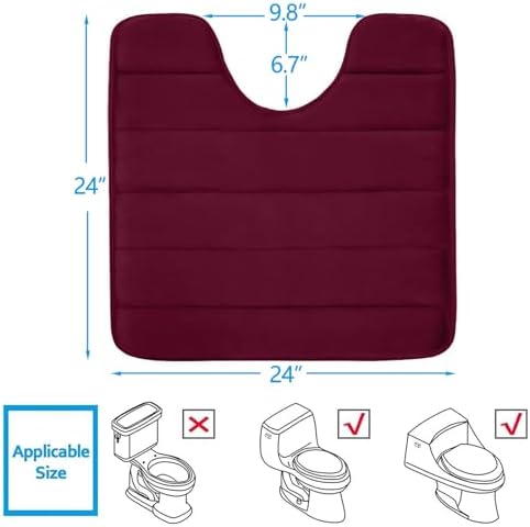 Buganda Memory Foam U-Shaped Toilet Rugs 24 x 24, Absorbent Bathroom mat - Image 2