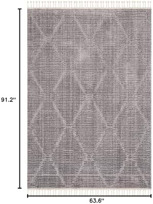 SAFAVIEH Marrakesh Collection Area Rug - 5'3" x 7'6", Grey, Moroccan Trellis Design with Tassel Detail, Non-Shedding & Easy to Clean, Ideal for Living Room, Bedroom, Dining Space (MRK517F) - Image 2