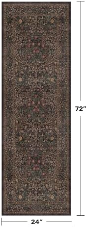 Dark Brown Washable 2x6 Runner Rugs for Entryway, Kitchen, Hallway, Bedroom Bedside, Laundry Room, Bathroom Rug, Pet & Kids Friendly Vintage Non Slip Low Pile Stain Resistant Long 24 x 72 Floor Carpet - Image 2