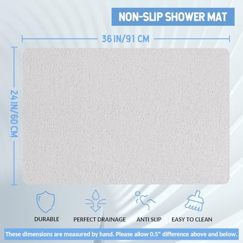 Hargiis Non-Slip Bathtub Mat, Anti Slip Shower Mat, Fast Drying Bathtub Mats, Foot Scrubber Mat, Anti Slip Mat for Tub, Floor, Bathroom, Kitchen, Home, Hotel (White 36"×24") - Image 2