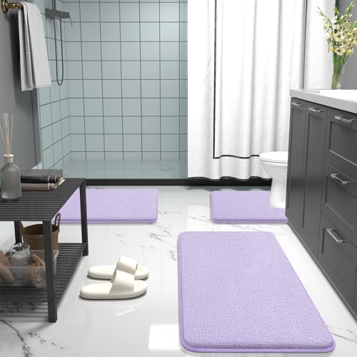 OLANLY Memory Foam Bathroom Toilet Rugs U-Shaped 24x20,Soft Mat, Lavender - Image 6