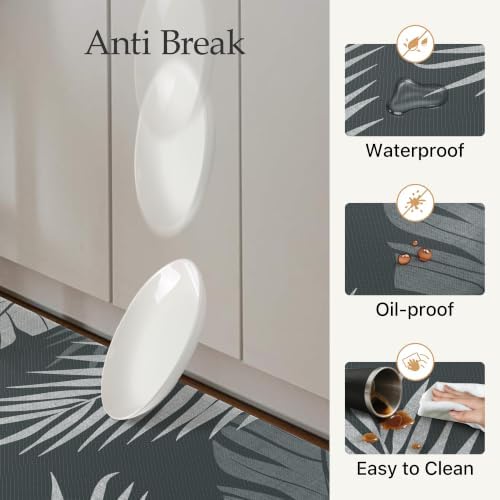 GENIMO Anti Fatigue Kitchen Mats for Floor 2PCS, Standing Rugs, Light Grey - Image 4