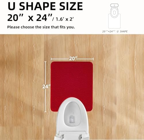 TYUU Christmas Toilet Rug, Thin Toilet Rugs U Shaped Washable Non Slip Absorbent Quick Dry Low Pile Toilet Mat, Red 20"x24" U Shape - Image 2