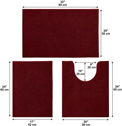 Urvoix Bathroom Rugs Sets 3 Piece, Non-Slip Chenille Bath Rug Set - Image 3