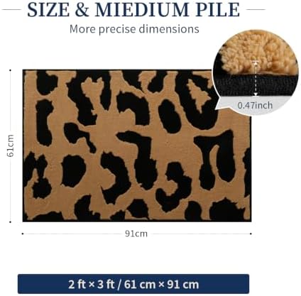 YIHOUSE Leopard Entryway Rugs 2x3: Washable Non Slip Cheetah Rug - Image 2
