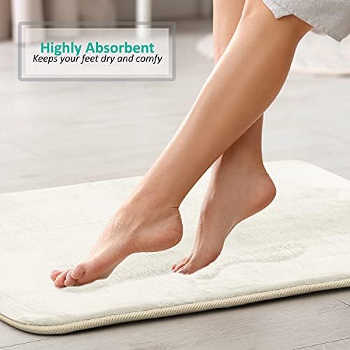 Clara Clark 2 Piece Bathroom Rugs, Velvet Memory Foam Bath Mat Set, Non-Slip Bath Rugs, Machine Wash, Dries Quickly, Ultra Soft Plush Bath Mats for Bathroom, 17 x 24 + Contour, Off White - Image 7