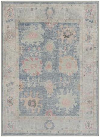 Bavni 8X10 Living Room Area Rug, Boho Vintage Floral Washable Non Slip - Image 5