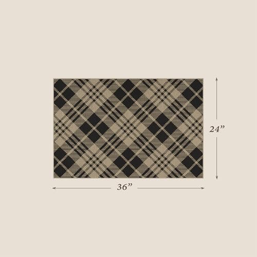 Easy Jute 2x3 Entryway Rug, Black Plaid Washable Non Slip Farmhouse - Image 2