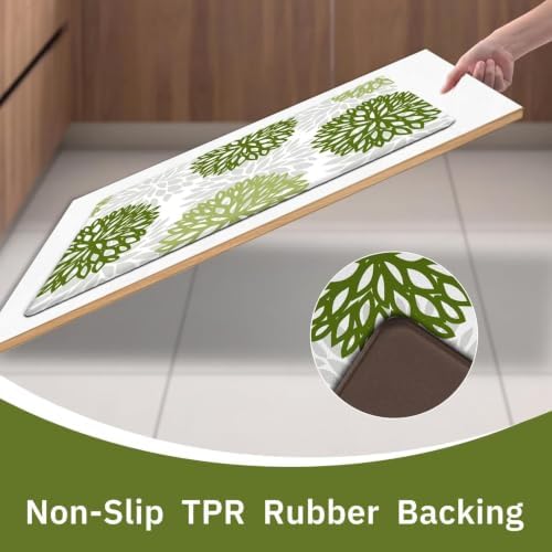 Kitchen Mats Set of 2 Cushioned Anti Fatigue Kitchen Rugs Non Slip Waterproof Runner Memory Foam Kitchen Floor Mat Comfort Standing Mat for Sink, Office, Laundry, Green - Image 6