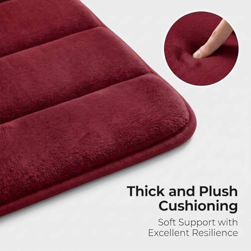 Bathroom Rugs Set 3 Piece, Memory Foam Bath Rugs, Non Slip Washable Bathroom Rug Set, Extra Soft Absorbent Bath Mats with U-Shaped Toilet Rug, Burgundy - Image 4