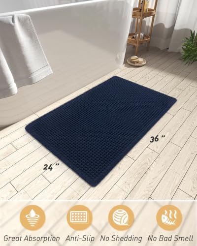 Upgraded Waffle Bath Mat Ultra Absorbent Non Slip Bathroom Mat, 24" x 36" - Image 2