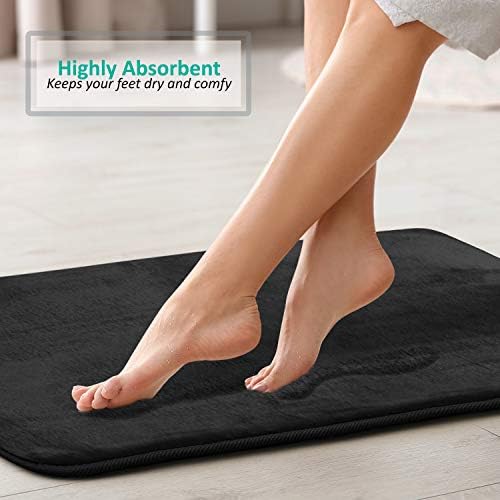 Clara Clark 2 Piece Bathroom Rugs, Velvet Memory Foam Bath Mat Set, Non-Slip Bath Rugs, Machine Wash, Dries Quickly, Ultra Soft Plush Bath Mats for Bathroom, 20 x 32 + Contour, Black - Image 7