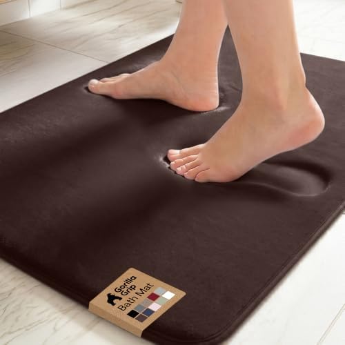 GORILLA GRIP® Memory Foam Bath Rug for Bathroom, 24x17 Brown by GorillaGrip