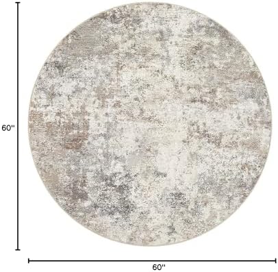 UERMEI 5ft Round Area Rug Living Room Rugs - 5x5 Washable Neutral Modern Abstract Soft Thin Rug Indoor Floor No Slip Rug Carpet for Bedroom Under Dining Table Home Office Decor - Brown Grey - Image 2