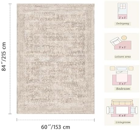 6x9 Beige Rugs for Living Room Large Netural Area Rug for Bedroom - Image 2