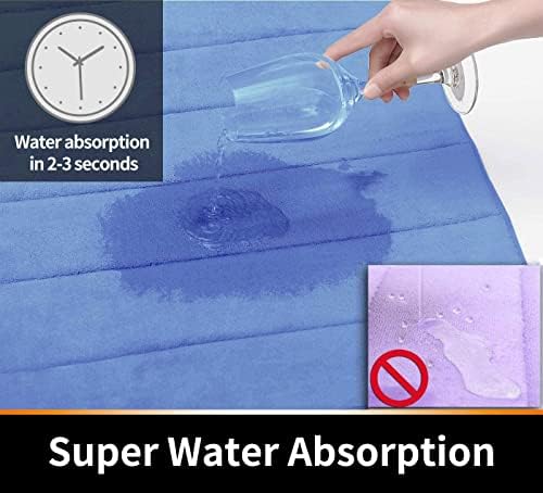 Yimobra Long Bath Mat 44"x24", Super Soft Quick Dry Memory Foam Bathroom Rug, Water Absorbent, Non Slip Backing Machine Washable for Tub Shower, Thick Comfort Support, Blue - Image 4