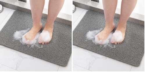 Hargiis Non Slip Bathtub Mat, Anti Slip Shower Mat, Fast Drying Bath Tub Mats, Foot Scrubber Mat, Anti Slip Mat for Tub, Floor, Bathroom, Home, Kitchen, Hotel (Grey 24"x16") (Pack of 2) by Hargiis