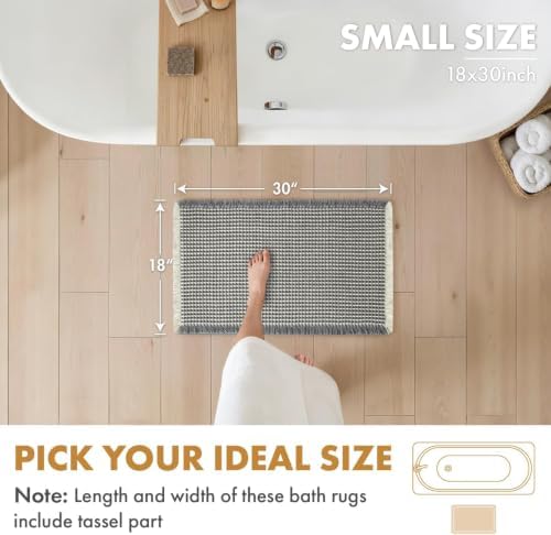 MIULEE Set of 2 Waffle Bathroom Rugs Dark Grey&Cream Bath Mat 18x30 Inch - Image 2