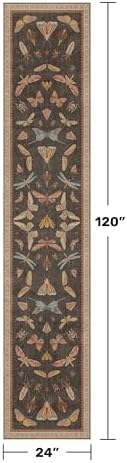 Hazo Haus 2x10 Hallway Runner Rug, Stain Resistant Non Slip Kitchen Floor Carpet for Indoor Entrance & Front Door, Orange Brown Boho Insect Moth Décor, Soft Low Pile Rug - Image 2