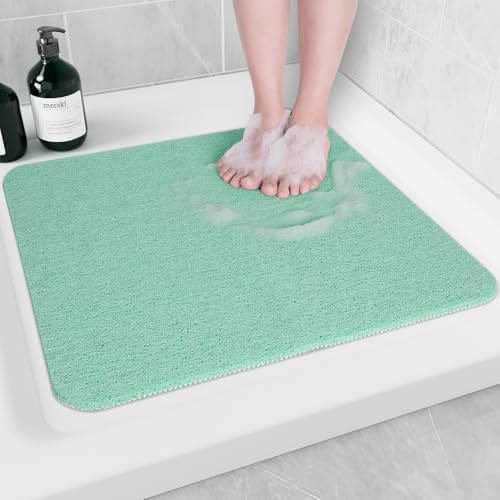 Hargiis Non-Slip Bathtub Mat, Anti Slip Shower Mat, Fast Drying Bathtub Mats, Foot Scrubber Mat, Anti Slip Mat for Tub, Floor, Bathroom, Kitchen, Home, Hotel (Light Green 24"×24") by Hargiis