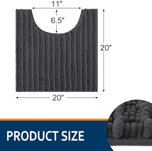 Smiry Bathroom Toilet Rugs U Shaped 20X20, Chenille Bath mats for Toilet - Image 2