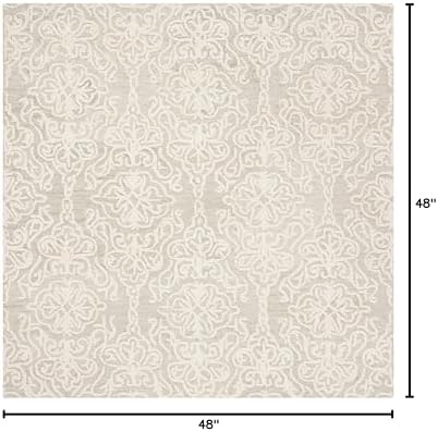 SAFAVIEH Blossom Collection Area Rug - 4' Square, Silver & Ivory, Handmade Wool, Ideal for High Traffic Areas in Living Room, Bedroom (BLM112G) - Image 2