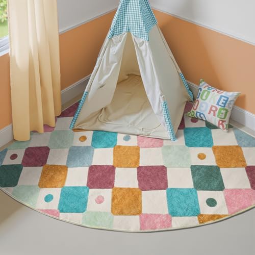 jinchan Corner Rug Washable Kids Rug Colorful Reading Nook Mat Confetti - Image 3