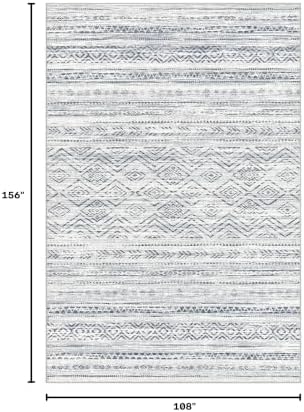 Tortania Area Rug Living Room Rugs- 9x13 Washable Large Soft Neutral Boho Moroccan Bohemian Farmhouse Rug Indoor Floor Carpet for Bedroom Under Dining Table Home Office Decor - Dark Blue - Image 2