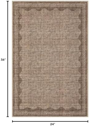 GarveeHome Door Mat Indoor Rugs for Entryway Scalloped Small Rug 2x3 Washable Non-Slip Solid Coffee Modern Minimalism Soft Low-Pile Throw Carpet for Bedroom Kitchen Bath Entrance - Image 2