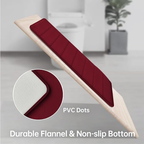 RUN HELIX Burgundy Bathroom Rugs Sets 3 Piece Memory Foam Non Slip Bath Mats for Bathroom Floor and U-Shaped Contour Toilet Rug, Soft Washable Bathroom Mats and Rugs Sets for Toilet Shower Sink - Image 5