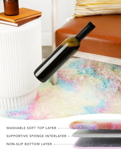 Ophanie Soft Fluffy Shaggy Rugs for Bedroom Living Room Dorm Nursery Home Decor Aesthetic,Color Light Rainbow,Size 4' x 6' - Image 2