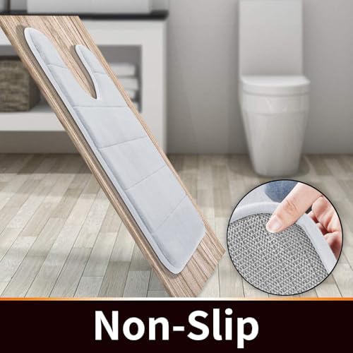 Yimobra Memory Foam Toilet Bath Mat U-Shaped, Soft and Comfortable, Super Water Absorption, Non-Slip, Thick, Machine Wash and Easier to Dry for Bathroom Commode Contour Rug, 24 X 24 Inches, Silver - Image 4