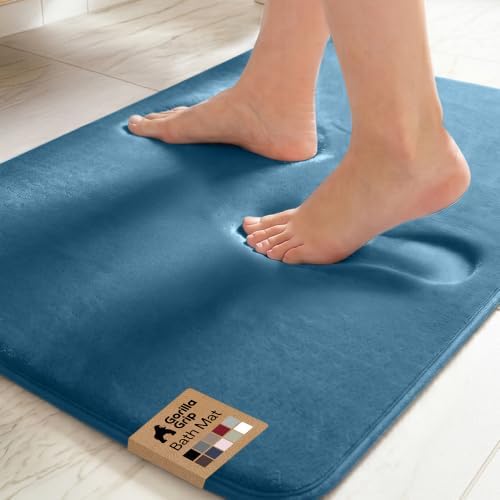 GORILLA GRIP® Memory Foam Bath Rug for Bathroom, 30x20 Blue by GorillaGrip