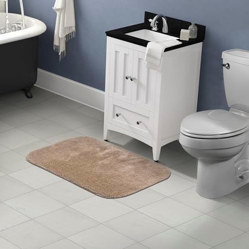 Garland Rug Traditional 24 in. x 40 in. Plush Nylon Washable Bath Rug Taupe - Image 2